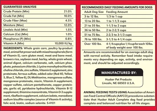 Dog Food Nutrition Labels